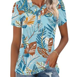 Polo à col rayé pour femme, polo à revers côtelés pour femme, polo à ourlet fendu sur le côté pour femme, polo à ourlet incurvé pour femme - Product Image 5