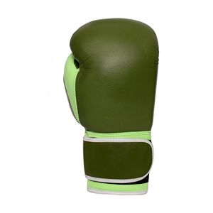 Gants de boxe en cuir vert olive de style vintage, rembourrés en mousse haute densité, à lacets, coupe-vent, durables - Product Image 3