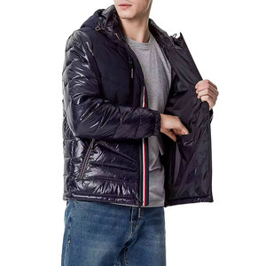 Men's Red Black Color Block Puffer Jacket Windproof <b>Thick</b> Insulated <b>Winter</b> <b>Coat</b> with Turtleneck Zipper Closure Casual Style - Product Image 1