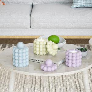 Bubble Beads Cylindrical Aromatherapy Candle Cup Polka Dot Cube Storage Box Gypsum <b>Resin</b> Candle Silicone <b>Mold</b> - Product Image 2