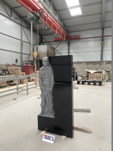 Nouvelle pierre tombale militaire <span class=keywords><strong>en</strong></span> pierre de <span class=keywords><strong>granit</strong></span> noir absolu personnalisée conception de monument de pierre tombale de Style russe - Product Image 4