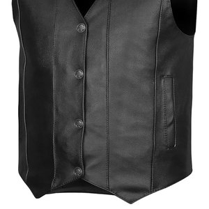 Gilet de motard en cuir PU pour homme, sans col, fermeture éclair, couleur unie, style automne, longueur standard - Product Image 5