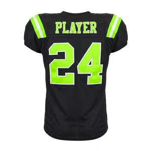 Conjunto de Fútbol Americano Personalizado Negro con Verde Neón, Número 24, Cuello en V, Manga Corta, Poliéster que Absorbe la Humedad, Uniforme para Hombre Adulto - Product Image 4