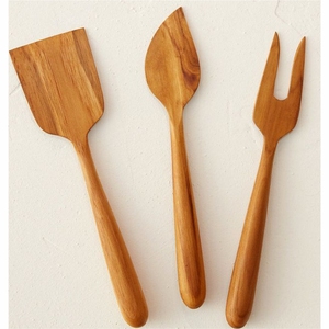 Ensemble d'ustensiles de cuisine en bois de teck naturel fait main, écologique, cuillère, spatule, fourchette, résistant à la chaleur, outils de cuisson, vaisselle - Product Image 1