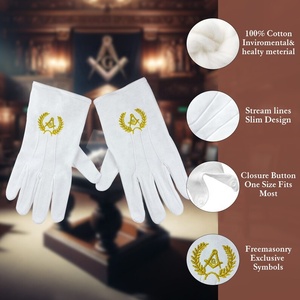 Gants de Franc-Maçonnerie 100% Coton Brodés Compas et Équerre Blancs Séchage Rapide Écologiques Logo Personnalisé Usage Quotidien Extérieur Quatre Saisons - Product Image 6