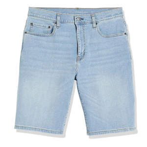 Shorts en jean déchirés et délavés coupe slim pour homme, style streetwear uni, décontracté et professionnel - Product Image 1