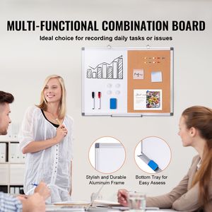 "24x18 Magnetic Dry Erase <b>Whiteboard</b> & Cork Board Combo with Aluminum Frame-<b>Wall</b> Mountable 2 in 1 Portable" - Product Image 2