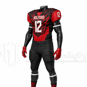 Conjunto de Uniforme de Fútbol Americano Personalizado, Camiseta y Pantalones Acolchados, Color Rojo y Negro, Ropa Deportiva Personalizada - Product Image 3
