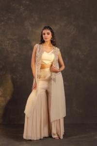 Heavy Jacket + Sharara <b>Pant</b> Ivory - Product Image 3
