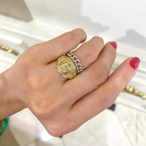 Chain Link <b>Rings</b> Flexible Cuban Stacking Round Cut Lab Grown Diamond 3/4 Eternity Statement Unique Everyday Jewelry 14k 18k Gold - Product Image 6