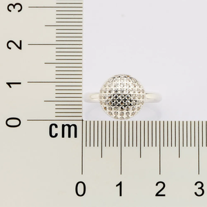 Women's 925 Sterling Silver Plated Cocktail <b>Ring</b> With Micro Pave Diamond Ball Top Glam Engagement <b>Ring</b> - Product Image 3
