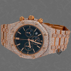 Montre de luxe haut de gamme 41 mm en acier inoxydable avec mouvement à quartz ETA, qualité inégalée, entièrement sertie de diamants Moissanite, verre pliant - Product Image 1