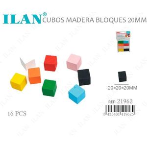 Cubi di legno Ilan 20 mm 16 pezzi blocchi da costruzione colorati per bambini - Product Image 3
