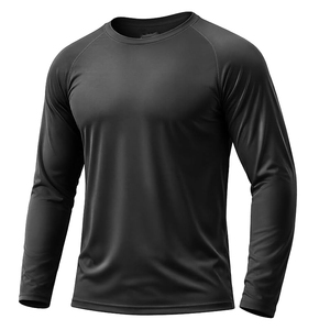<b>Men's</b> Eco-Friendly <b>Long</b> <b>Sleeve</b> Rash Guard Black Quick Dry 160g Polyester Plain Dyed Digital Print ELINE SPORTS Sport Shirt Adult - Product Image 1