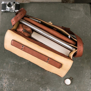 Sac à bandoulière pour ordinateur portable unisexe de 17 pouces, léger, grande capacité, avec logo imprimé personnalisé, en cuir protecteur avec sangle, bagage d'affaires - Product Image 5