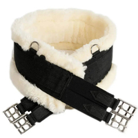 Sangle en peau de mouton pour l'équitation, marron avec doublure en polaire blanche, boucles réglables