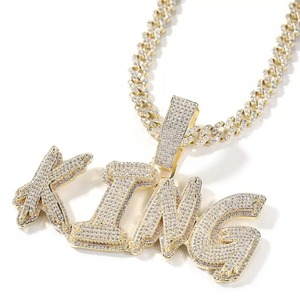 Hip Hop Jewelry Men's Iced Out Custom Letter <b>Pendant</b> 925 Sterling <b>Silver</b> VVS Moissanite Diamond Number Name <b>Initial</b> Logo <b>Pendant</b> - Product Image 1
