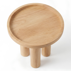 Table d'appoint ronde moderne scandinave en teck massif avec coussins, ensemble de meubles de jardin d'extérieur, design en bois naturel - Product Image 6