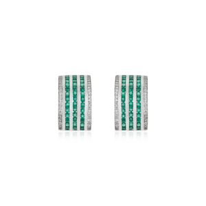 Nuevas llegadas: Pendientes de plata de ley 925 con ónix verde 100% auténtico, diseño de media aro, joyería fina para mujer. - Product Image 1