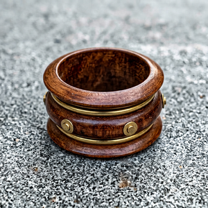 Ensemble de bracelets en bois incrustés de points métalliques tribaux, bijoux ethniques rustiques faits à la main pour la mode bohème, la Saint-Valentin, Noël, vente en gros - Product Image 3