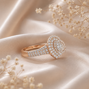 แหวนเพชรรูปหัวใจทองคำโรสโกลด์ 14KT สำหรับผู้หญิง |   เพชรแท้ทรงกลมแบบฝังหนามเตย สำหรับงานหมั้นและงานแต่งงาน เครื่องประดับชั้นดี - Product Image 3