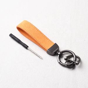 Leather Keychain Rectangular Simple Durable <b>Carabiner</b> <b>Keyring</b> Multi Color Choice - Product Image 2