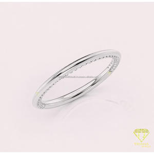925 <b>Sterling</b> <b>Silver</b> Moissanite Diamond Slim <b>Band</b> <b>Ring</b> With Side Sparkling Stones Elegant Bridal Jewelry Wholesale - Product Image 2
