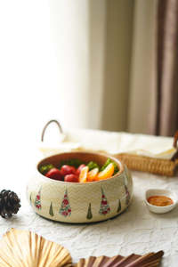 VeloraCraft - Tazón de Madera Esmaltada Artesanal, Diseño Bohemio Estampado de Primera Calidad para Frutas, Ensaladas, Bocadillos y Cenas Elegantes - Product Image 2