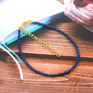 Elegante pulsera de cristal de ónix azul hecha a mano con piedras preciosas redondas facetadas para mujer joyería piedra curativa con cuentas accesorios de muñeca - Product Image 4