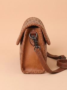 Vintage Western Genuine Leather Messenger Bag Floral Embossed Crossbody <b>Purse</b> Shoulder Handbag Polyester Lining RFID Protection - Product Image 2