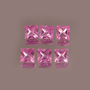 Saphir rose de laboratoire 6 mm, taille carrée, facetté, calibré, pierre précieuse certifiée pour la fabrication de bijoux, fournisseur en gros - Product Image 1