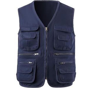 Chaleco de Pesca para Hombre, Multibolsillos, de Algodón, Azul Oscuro, Transpirable, Estilo Safari, para Trabajo, Viajes y Fotografía - Product Image 1