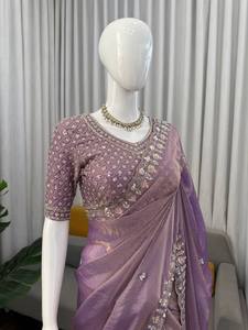 Collection de saris en soie brodée Fendy, spéciale mariage de luxe - Product Image 2