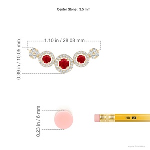 Collier chaîne à maillons en or pur 14 carats certifié IGI avec rubis rouge naturel taille ronde et halo de diamants, pendentif de luxe de qualité supérieure pour soirée - Product Image 2