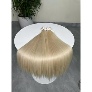 Extensions de cheveux blond clair en vrac, lisses et soyeux, double trame, cheveux humains vierges vietnamiens, tissage machine double trame, pour tressage et permanente - Product Image 5