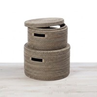 Handgemaakte rotan opbergbox met deksel en handvat, geweven multifunctionele mand, opbergcontainers, opbergbak voor diverse spullen uit Vietnam