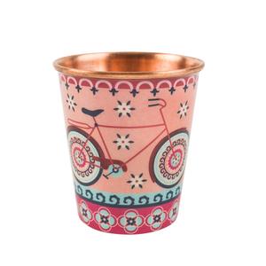 Printed Copper <b>Glass</b> Bicycle Floral Design Decorative Copper Water <b>Tumbler</b> for Home Dining and Gifting - Product Image 2