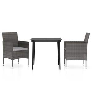 Gray And <b>Black</b> Pe Rattan Garden Dining Set 2 Seater Outdoor Furniture Contemporary Design Steel <b>Frame</b> - Product Image 2