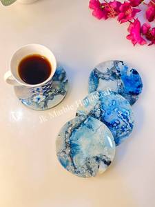 ชุดจานรองแก้วชา กาแฟ ลายหินอาเกตสีน้ำเงินสวยงาม  ลายทางศาสนา  ขัดเงา คุณภาพพรีเมียม ทำด้วยมือ  มีจำหน่ายราคาส่ง - Product Image 4