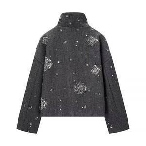 เสื้อคลุมไหมพรมกำมะหยี่บุขนมัสครัตสำหรับผู้หญิงไซส์ใหญ่  ฤดูใบไม้ร่วง  ผ้าหนังวัว  แขนยาว  สไตล์ลำลอง  เรียบหรู  มีเท็กซ์เจอร์  สีพื้น - Product Image 3
