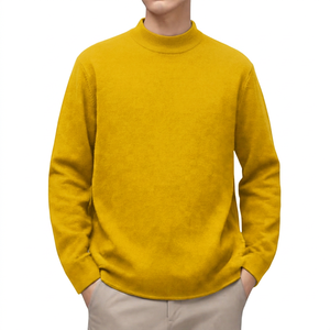 Pull à col roulé noir pour homme, tricoté, coupe classique, couleur unie, vêtement d'automne décontracté - Product Image 6