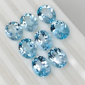 Topaze bleu ciel ovale facettée, pierre précieuse non montée 9x11mm, topaze calibrée pour bagues, boucles d'oreilles et fabrication de bijoux - Product Image 4