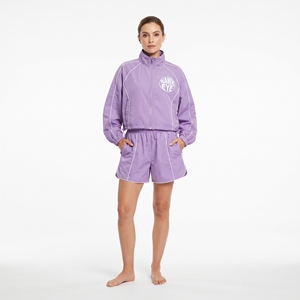<b>Women</b>’s Lightweight Half Zip Pullover <b>Windbreaker</b> with Matching Sports Shorts - Product Image 3