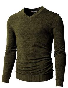 Men <b>V</b> <b>Neck</b> Knit Sweater <b>Long</b> Sleeve Pullover Solid Color Casual Stretch <b>Jumper</b> for Fall Winter - Product Image 4