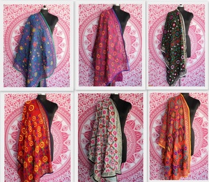 Handmade <b>Hijab</b> Hand Embroidered Pakistani Phulkari Dupatta - Product Image 2