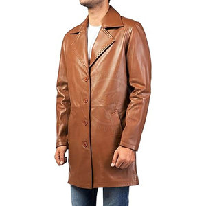 Manteau en cuir classique pour homme, style long élégant, matière confortable et durable, idéal pour les tenues d'hiver et les occasions formelles - Product Image 6