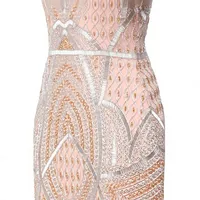 Robe de soirée fourreau à col en V ornée de perles, sans manches, brodée, longue, élégante, pour soirée formelle