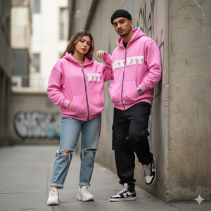 Sudadera con capucha y cremallera personalizada con logo impreso, estilo urbano, de algodón 100% grueso, color liso, para hombre - Product Image 1