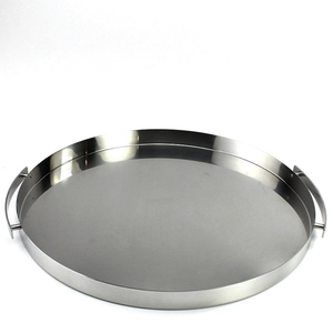 Bandeja de Servicio Plateada con Asas, Bandeja Ovalada de Metal para Buffet, Bandeja Decorativa de Acero Inoxidable para Catering al por Mayor - Product Image 6