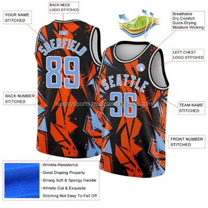 2024 maillots de basket-ball respirants personnalisés grande taille ensemble broderie d'impression par transfert de chaleur avec logo personnalisé uniformes OEM - Product Image 3